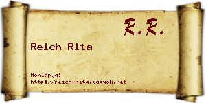 Reich Rita névjegykártya